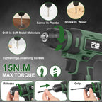 Prostormer Home Tool Kit with 8V Cordless Drill Driver, Green