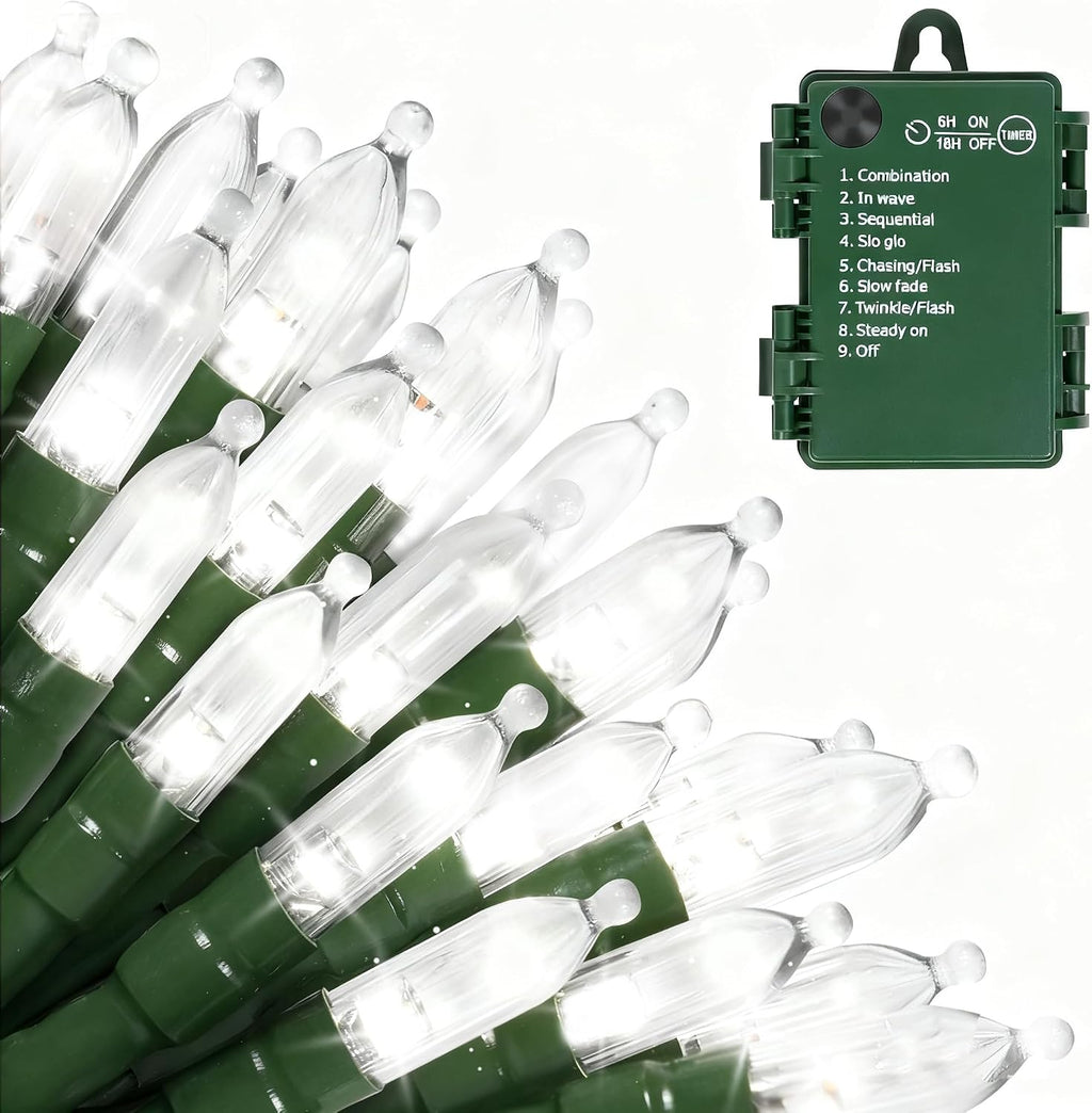 Battery Operated Christmas Lights, 4 Pack 18 FT 50 LED Each Clear Mini String Lights, 8 Modes with Timer Waterproof Tree Lights for Xmas Indoor Outdoor Holiday Home Decor, Multicolor