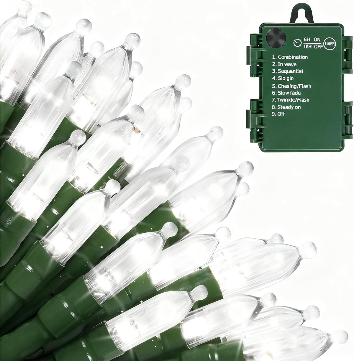 Battery Operated Christmas Lights, 4 Pack 18 FT 50 LED Each Clear Mini String Lights, 8 Modes with Timer Waterproof Tree Lights for Xmas Indoor Outdoor Holiday Home Decor, Multicolor