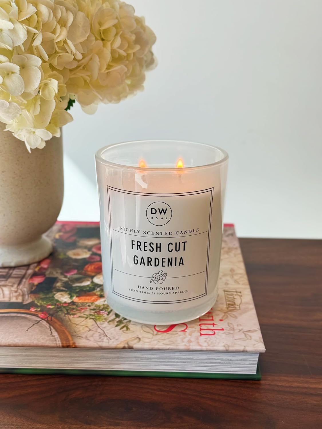 DW Home Fresh Cut Gardenia Scented Candle, 9 oz, Hand-Poured Single Wick Jar, Up to 33-Hour Burn Time, Gardenia and Jasmine Floral Fragrance for Relaxation and Gifting