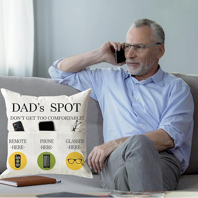 ONFAON Father's Day Throw Pillow Case, Dad's Spot Throw Pillow Covers 18 x 18 - Image 2