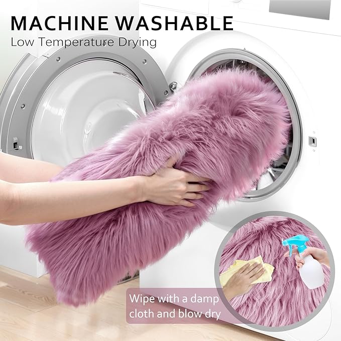 Ciicool Ultra Soft Faux Sheepskin Fur Rug Fluffy Chair Rug - Image 5