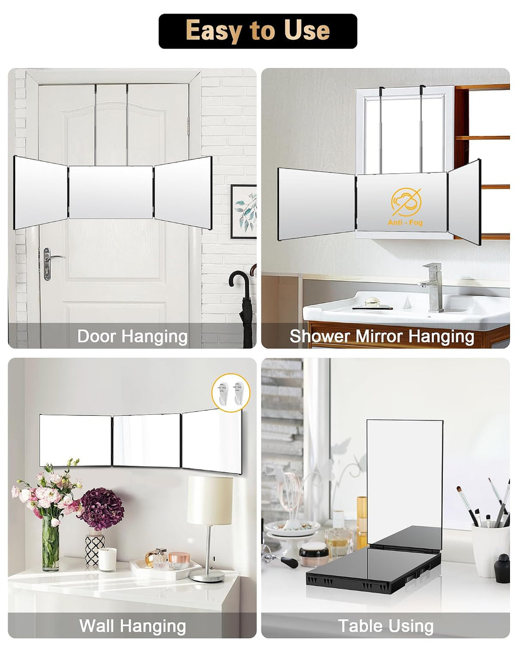 JUSRON 360 Viewing Angle Self Hair Cutting Mirror Shower Mirror