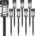 Mancra Solar Pathway Lights, 8 Pack LED Solar Lights Outdoor Waterproof, Glass Metal Garden Lighting for Yard Path Landscape Lawn Walkway Driveway, 3000K