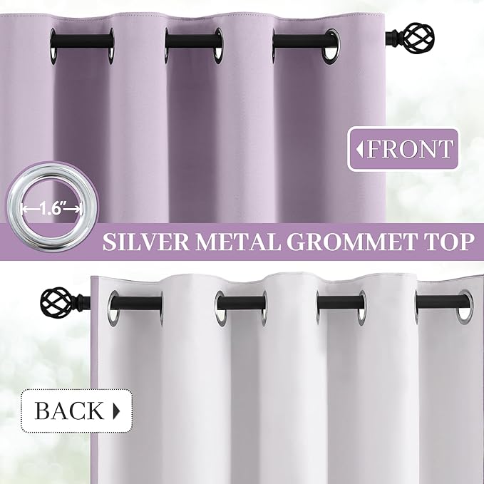 Yakamok Lilac 100% Blackout Curtains 72 Inches Long - Image 3