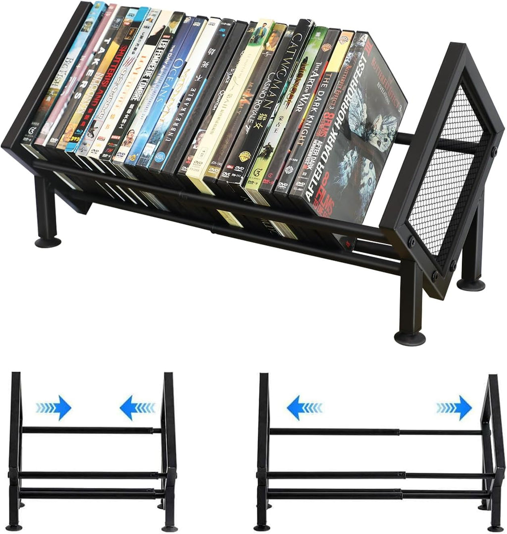 PUTNATRURE DVD Storage Rack, Expandable Video Game Shelf & Blu Ray Holder