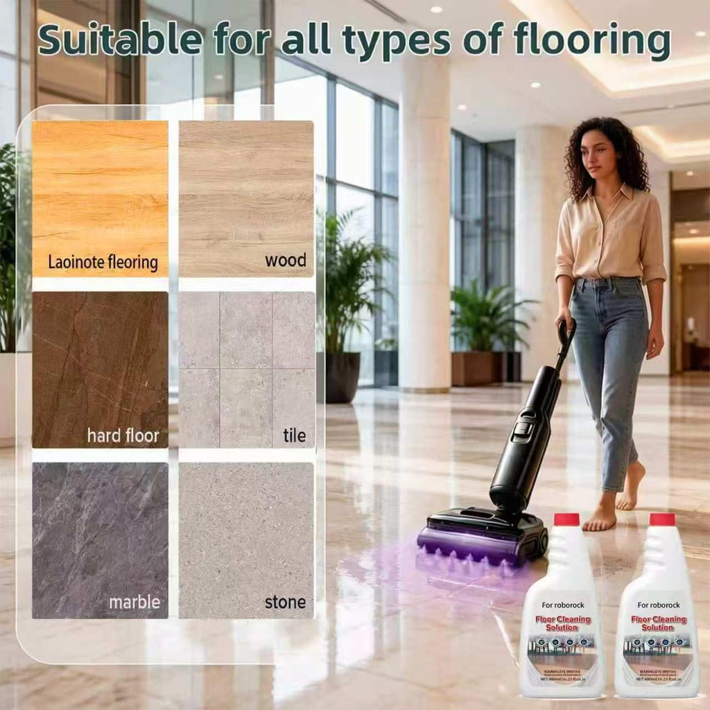 Floor Cleaning Solution Compatible With Roborock Robot Vacuum And Mop Cleaner， Deep Cleans For Multiple Hard Floors, Suitable With All Robot Vacuums With Mopping（2 Pack）