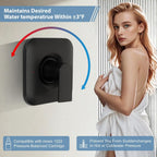 Replacement for moen T2472EPBL Genta LX Shower Trim Kit, Matte Black Shower Trim Kit, High-Pressure Balancing Modern Shower Trim with Showerhead, Lever Handle, Easy to Install (2510 Valve Required)