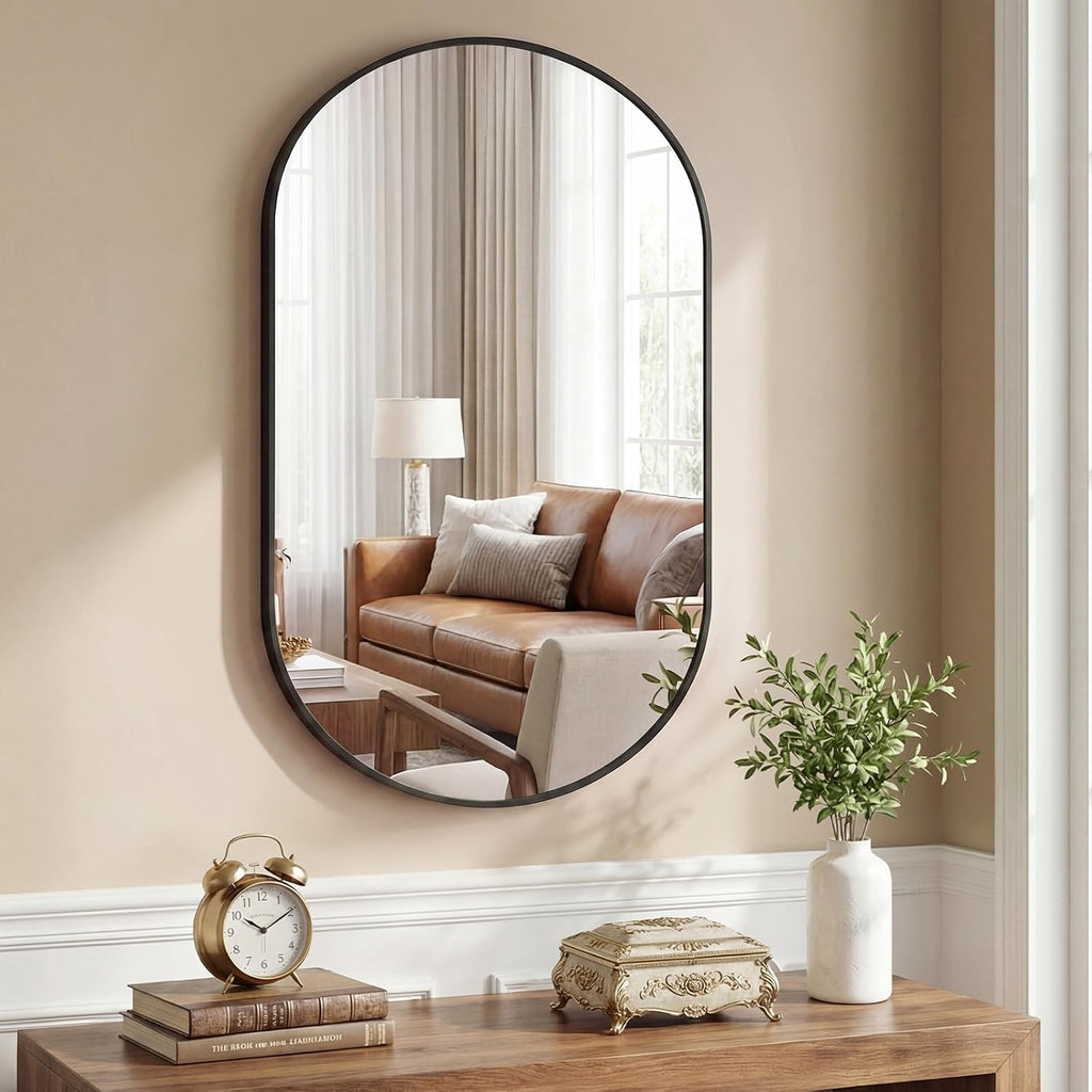 Sweetcrispy 24 Inch Round Wall Mirror, Bathroom Mirror for Over Sink