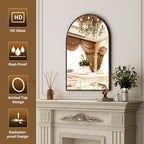 XRAMFY 24"x36" Black Arched Bathroom Mirror - Wall Mirror for Bedroom