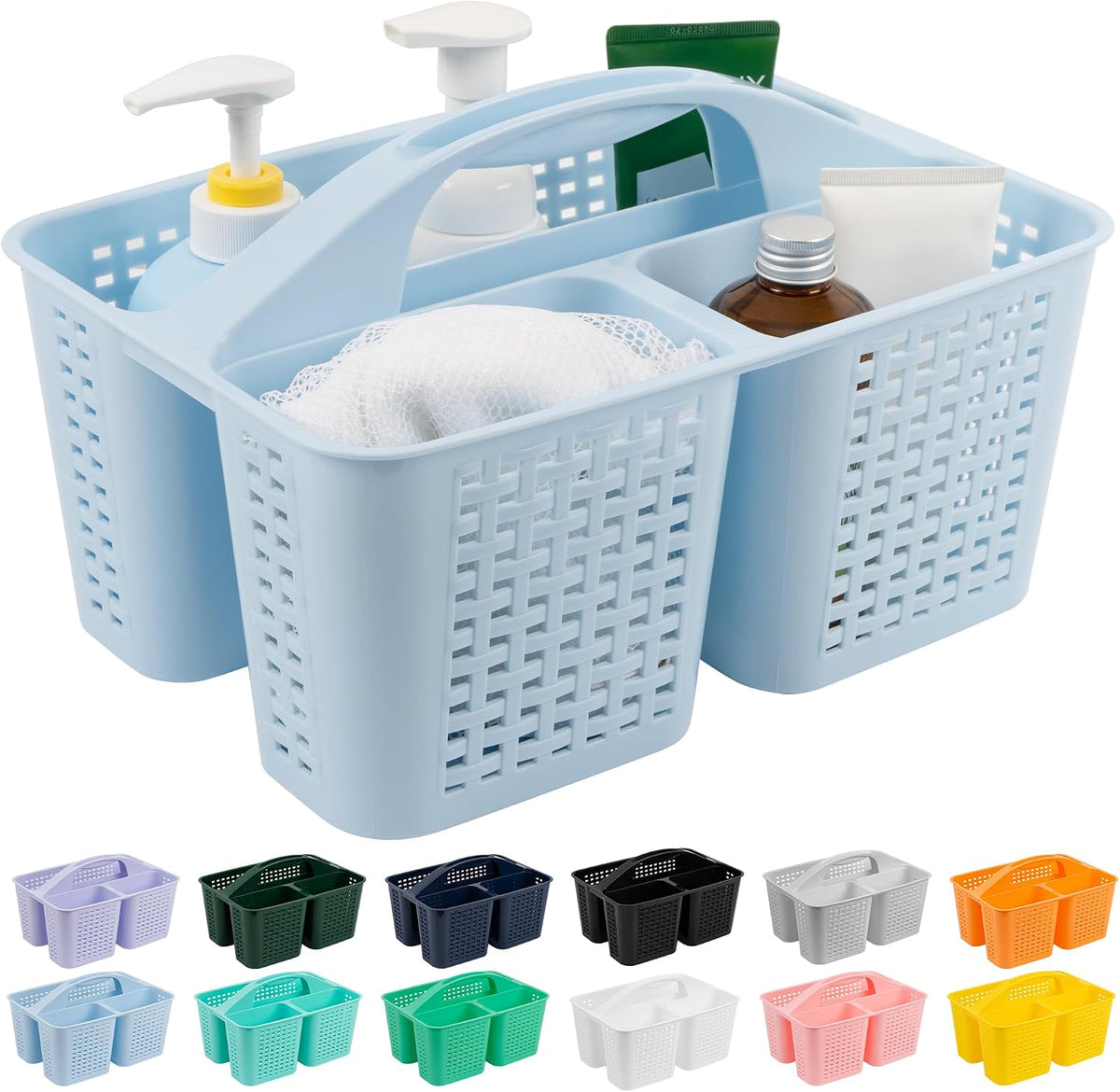 Tiawudi Portable Shower Caddy, Caddy Organizer with Handle, Plastic Shower Basket Hold Soap, Shampoo, Hair Supplies and Beauty Products, Cleaning Supplies Organizer for Home, Dorm, Shelf and Cabinet