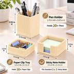 Aesthetic Desk Organizer Set,3-Piece Sturdy Plastic Office Accessories