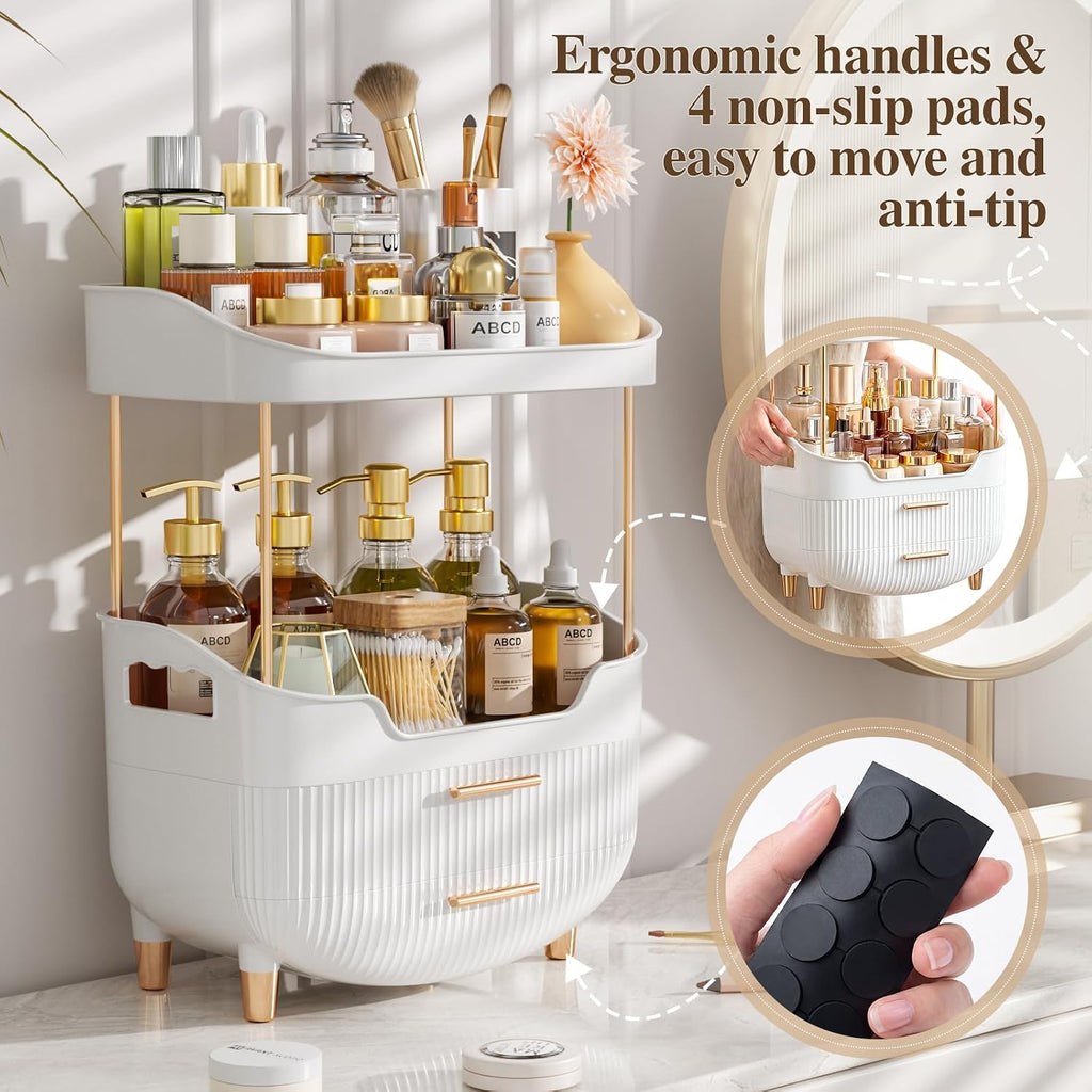4-Tier Makeup Organizer Bathroom Countertop Storage White