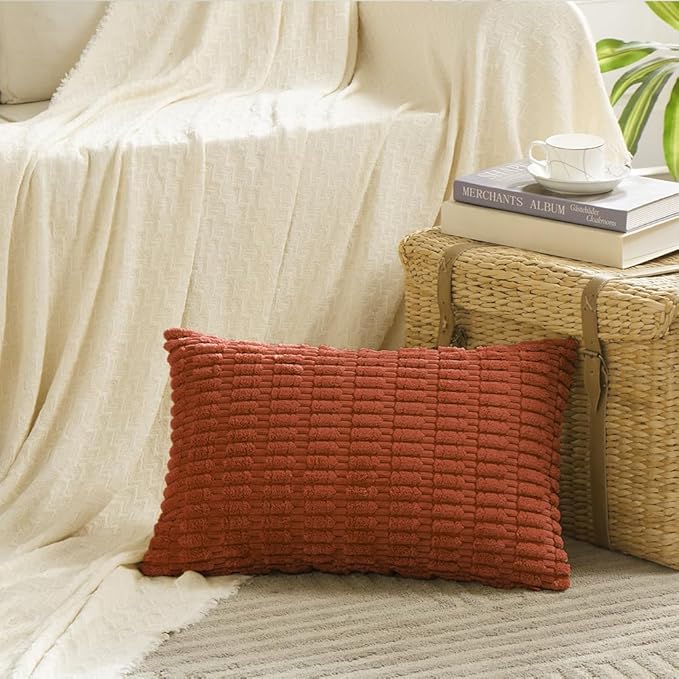 Fancy Homi 4 Packs Boho Burnt Orange Fall Decorative Throw Pillow Covers 12x20 - Image 2