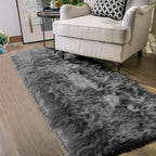 Latepis Dark Grey Runner Rugs 2x6 Faux Sheepskin Fur Rug Bedside Super Soft - Image 7