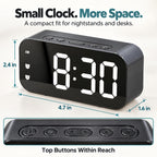 Alarm Clock Small Digital Desk for Bedrooms Bathroom Battery Operated Bedside Travel Powered Teens with Backup Simple Loud Nightstand Mini Large Display Table Desktop Office Shelf Seniors Portable LED