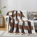 PU MEI Sherpa Blanket Full/Queen Plaid Thick Bed Blanket, 90”*80” Super Soft by HOME