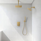 Rain Shower System Brushed Gold Shower Faucet Set Ceiling Mounted