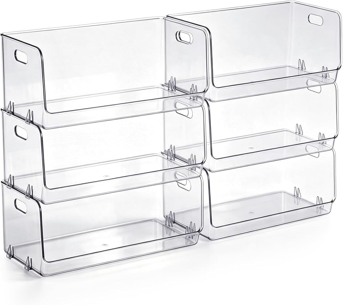 6 Pcs Stackable Storage Bins Open Front Clear Pantry Organizer