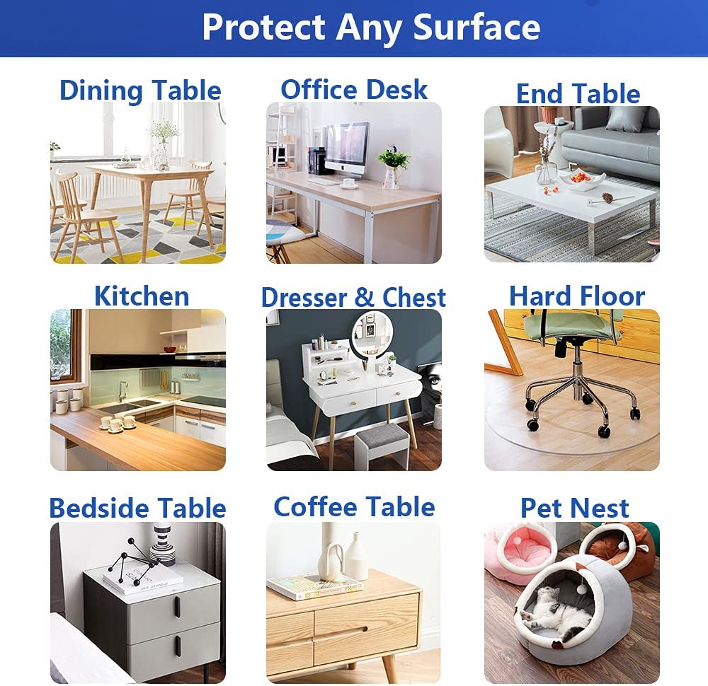 28x60 inch Clear Plastic Dining Room Table Protector PVC Table Cover Mat Desk Pad Mat Rectangular Plastic Outdoor Table Top Protector PVC Table Pad for Coffee Table Kitchen Countertop Bench Entryway