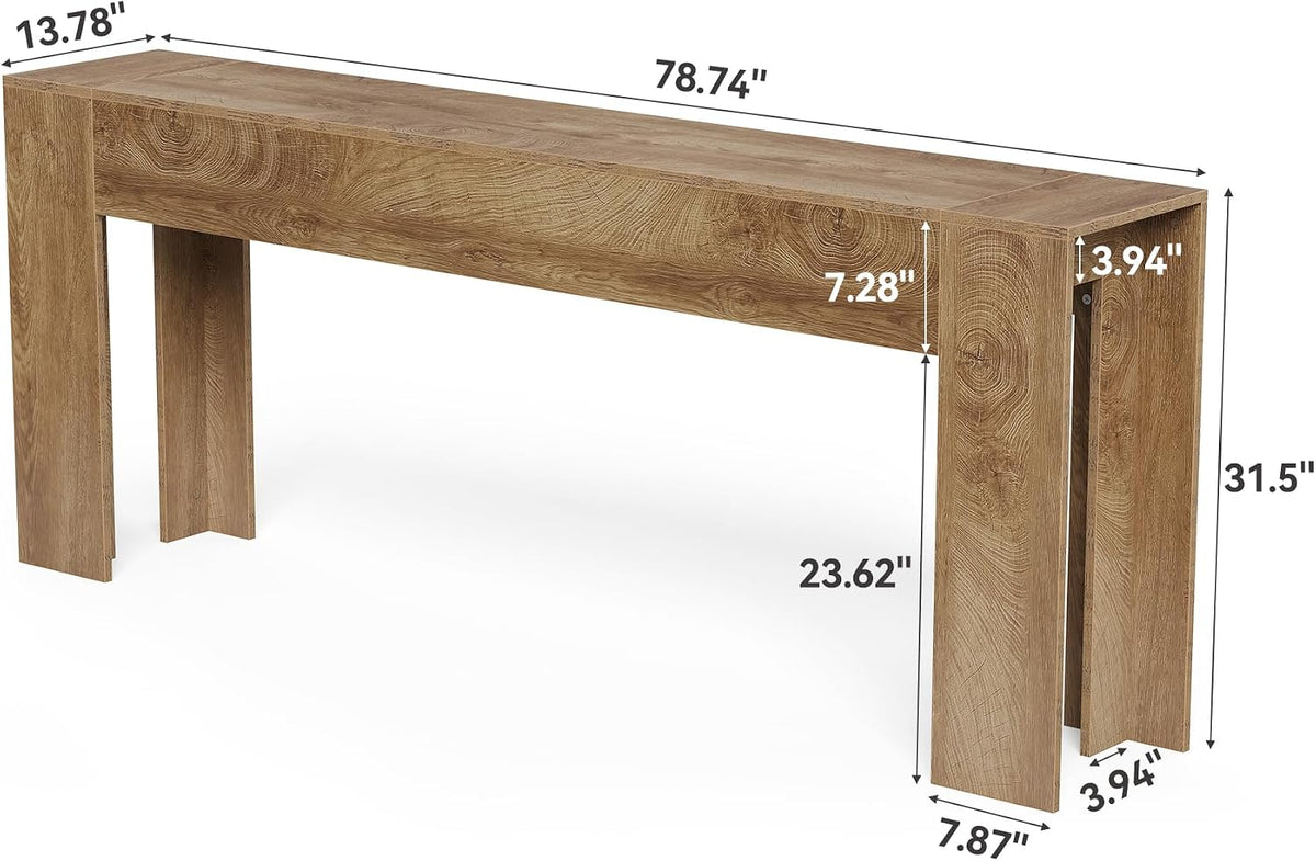 LITTLE TREE 78.74 Inches Extra Long Console Table, Farmhouse Sofa Table Behind Couch, Large Foyer Hallway Entryway Table for Entrance, Living Room, Oak