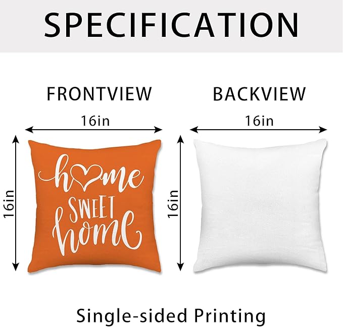 Hexagram Geometric Orange Pillow Covers 16x16 Set of 4, Decorative Outdoor Boho - Image 4