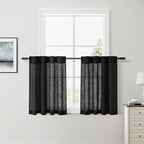 Nanspring Black Linen Curtains 30 Inch Length Short Kitchen, Privacy Linen by Nanspring