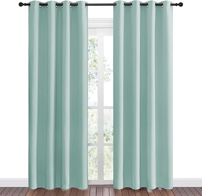 NICETOWN Aqua Blue Blackout Curtains 86" Long - Image 2