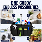 20L Foldable Cleaning Caddy with Handle, Black Storage Basket