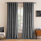 MIULEE Grey Velvet Curtains 108 inches Long 2 Panels by MIULEE