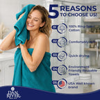 DAN RIVER 8 Piece Luxury Bath Towels for Bathroom, Towel Set, Teal