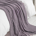 BOURINA Dark Lavender Throw Blanket 60 x80 Inches Throw Textured Solid Soft - Image 6