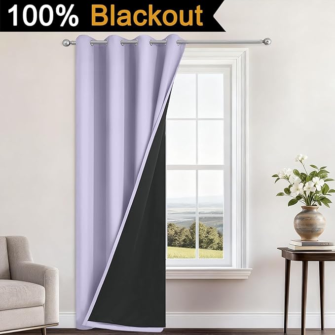 Yakamok 100% Blackout Curtains 96 Inches Long, 2 Thick Layers Heat and Full - Image 2