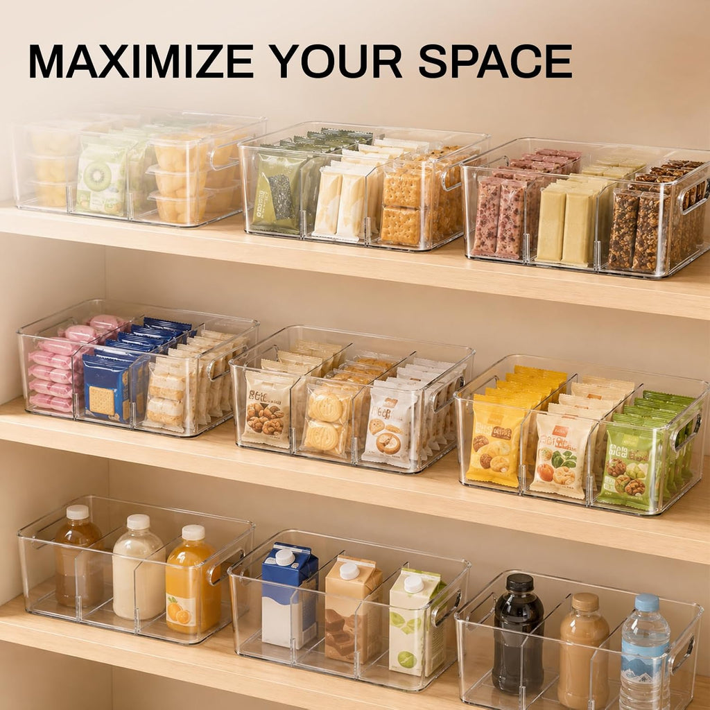 Mpotmiy 6-Pack Pantry Organizers and Storage, Clear Fridge Organizer Bins