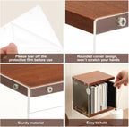 Threehoney 4 Pcs Retro MDF Cd Holder, Walnut Colored DVD Shelf Rack
