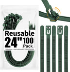 100 Pack Reusable Zip Ties Assorted Sizes 6 8 10 12 Inch Black Cable Ties