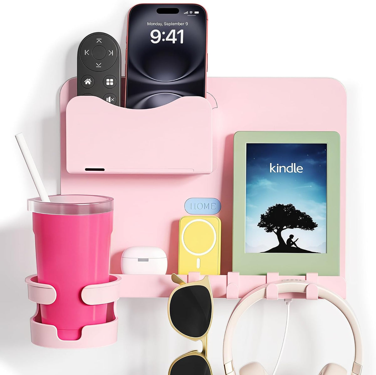 Floating Shelves for Bedside Shelf Accessories Organizer, Wall Mount Shelf Stick On, Cute Room Decor Aesthetic, Girls Room Decor, Cool Stuff for Bedroom Storage and Organization (Pink)