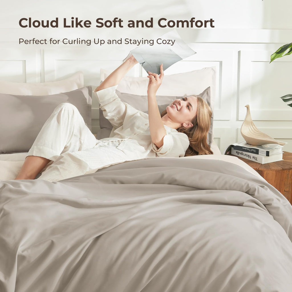 Litanika Queen Comforter Set, 3 Pieces Lightweight Solid Bed Set