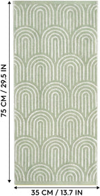 Artoid Mode 2 Pcs Beige Green Arched Stripes Jacquard Hand Towels for Bathroom, 100% Cotton Soft Absorbent Bathroom Decor Towels, 13.7 x 29.5 Inch