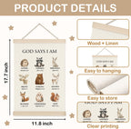 Woodland Christian Wall Art for Nursery, 11x17in Oxford Cloth Hanging Banner with Bible Verses, Woodland Animal Forest Theme Scripture Decor for Kids Bedroom, Prayer Room, Nursery & Spiritual Gifts