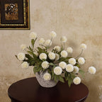 VIERENA 6 Pcs 27" Artificial Pompon Mum Silk Flower Stems for Vase (Cream)
