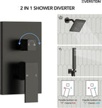 6" Wall Mount Shower System with Handheld Spray, Matte Black
