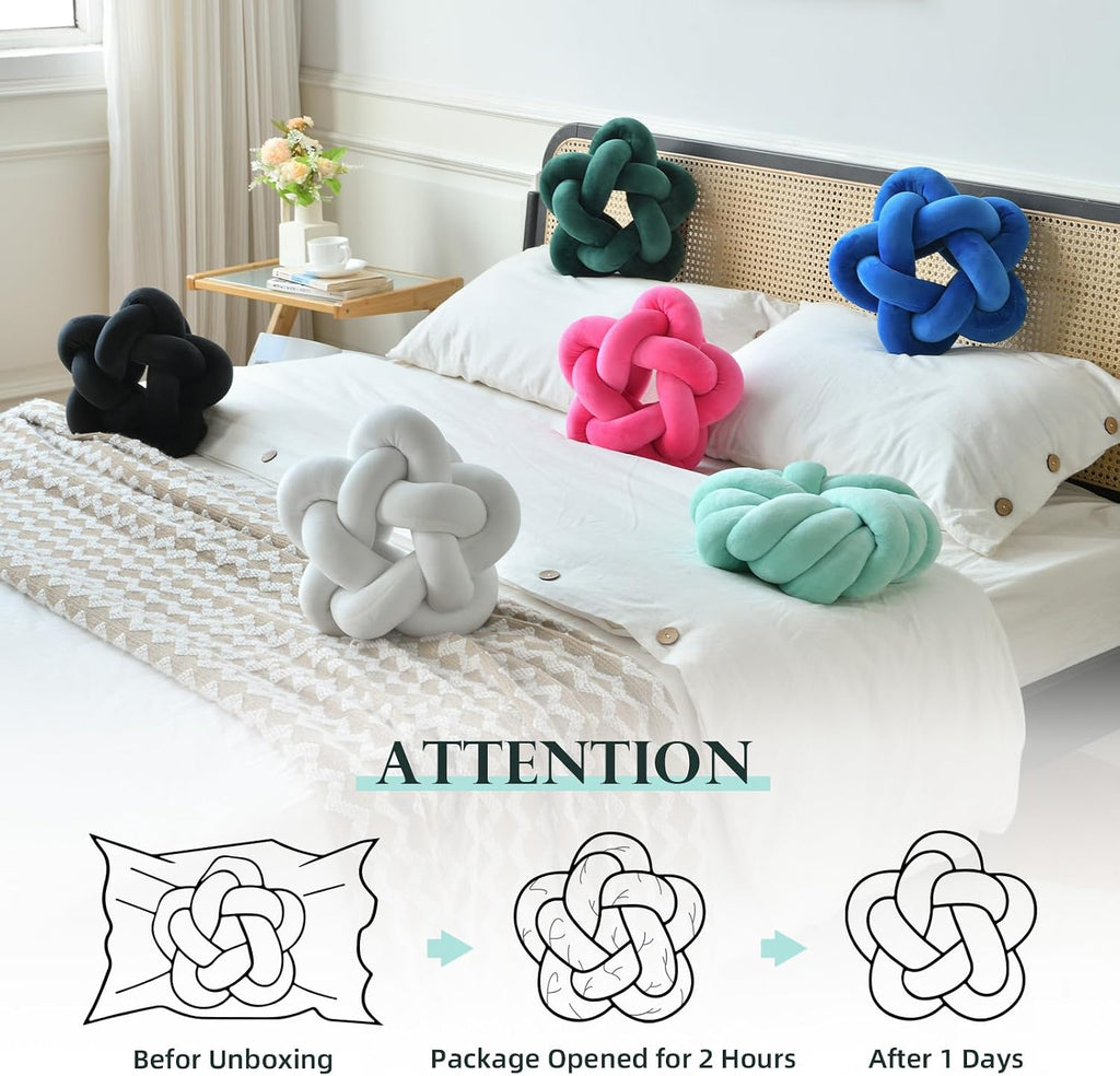 Star Knot Pillow Emerald Green Soft Plush Throw Pillow for Couch Bed