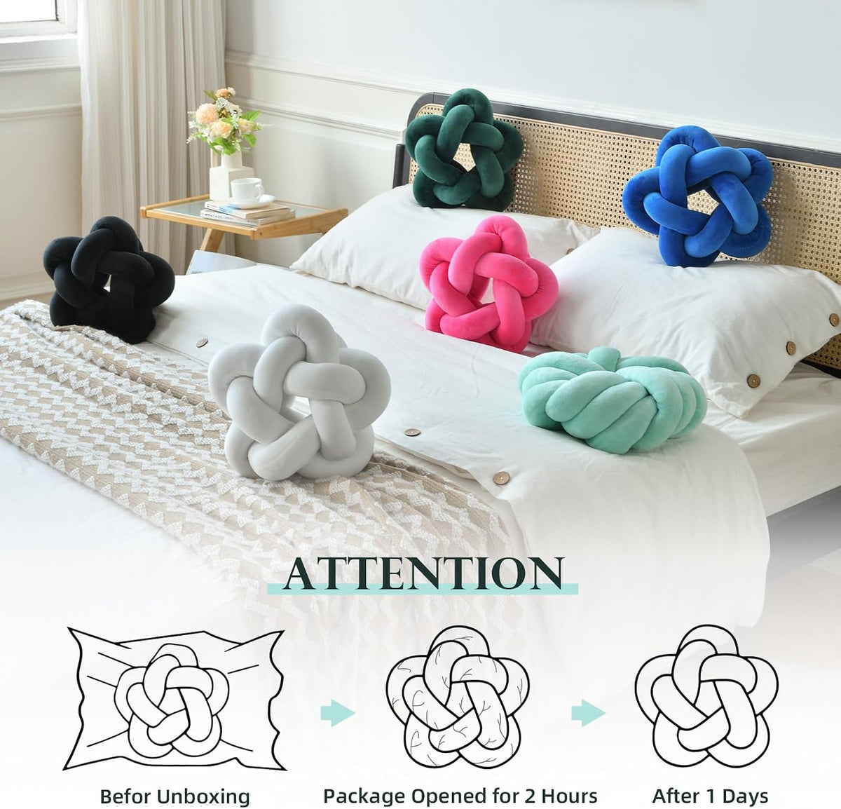 Star Knot Pillow Emerald Green Soft Plush Throw Pillow for Couch Bed