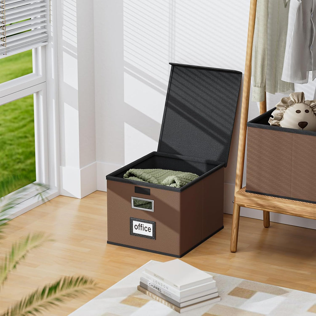 File Organizer Box with Lids, Collapsible File Folder Organizer
