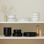 Vase and Vessel Ceramic Dinnerware Set, 12-Piece Service for 4, Round, Microwave and Dishwasher Safe, Cambridge Classics (French)