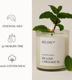 Below 60 Scented Candle | My Love Language is… | Essential Oil-Based Fragrance | Hand-Made with Paraffin-Free Soy Wax | 100% Cotton Wick | 50 hr Burn Time | Spearmint & Fennel (10oz)