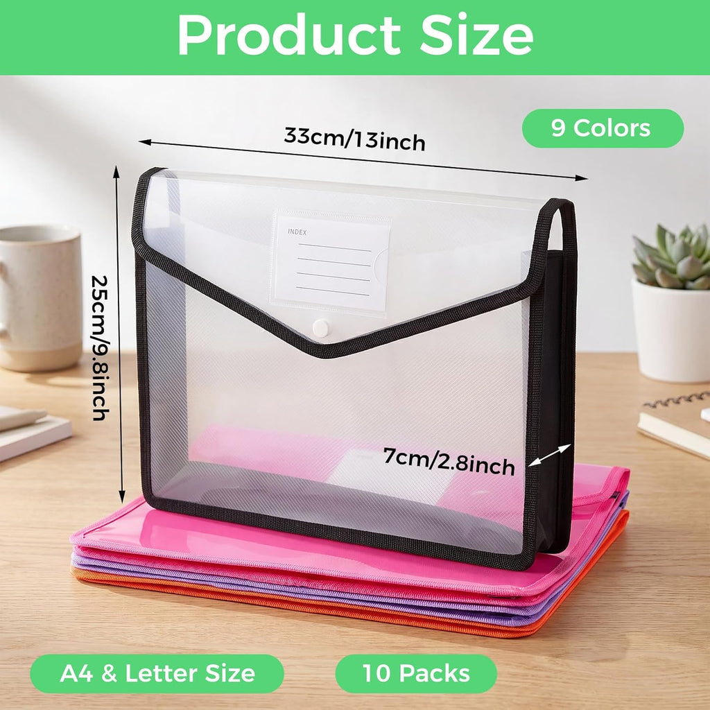 Plastic Expanding File Folder, Transparent Colorful File Folder Organizer