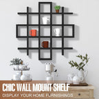 Suzile Mug Display Shelf Wall Mounted,Grid Size 5.1x5.1x3in,Black