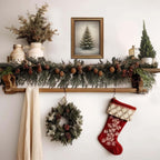 Gold Framed Vintage Christmas Tree Canvas Wall Art Farmhouse Rustic Pine Tree Winter Print Botanical Holiday Decor for Living Room Bedroom Entryway (Vintage Christmas Tree, 12L" x 9.5W")